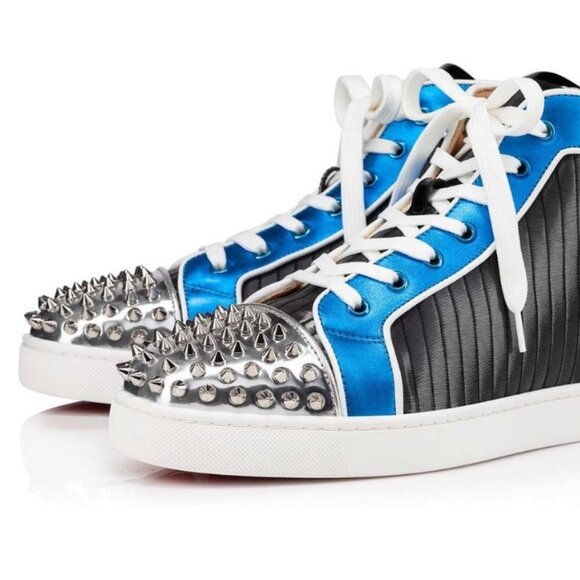 Men’s Christian Louboutin LOU SPIKES ORLATO FLAT Hi High Top Sneakers Shoes 41.5 - Picture 5 of 16
